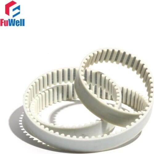 White PU Transmission Belt HTD5M Polyurethane Timing Belt 5M-4015/4020/4030/4050/4060 15/20/25/30mm Width Toothed Pulley Belt