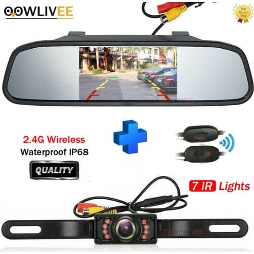 OOWLIVEE Car License Camera Wireless Wiring Kit Rear view Camera Transmitter Receiver Security Parking Monitor Easy Installation