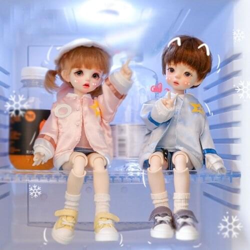 BJD 1/6 baby clothes strawberry milk set baseball cap big 6 min 1/6 Yosd doll clothes 30 cm doll coat Doll Accessories