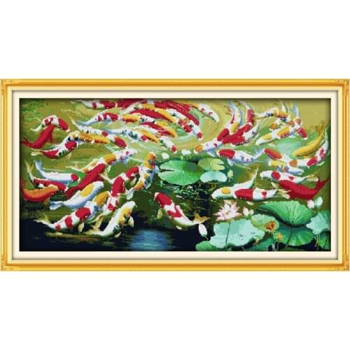 Big!! Wealthy Fishes s Counted Cross Stitch 11CT 14CT Cross Stitch Sets Wholesale Cross-stitch Kits Embroidery Needlework