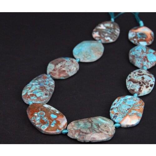 15.5"strand Blue Natural Ocean Jades Faceted Slab Loose Beads,Raw Ocean Jaspers Agates Slice Nugget Pendants Jewelry Making