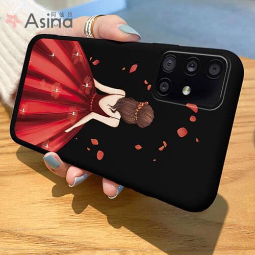 ASINA Cute Cartoon Case For Samsung Galaxy A51 A71 A70 A20 21 A90 Soft Liquid Silicone Couple Cover For Samsung M30s Funda Dress