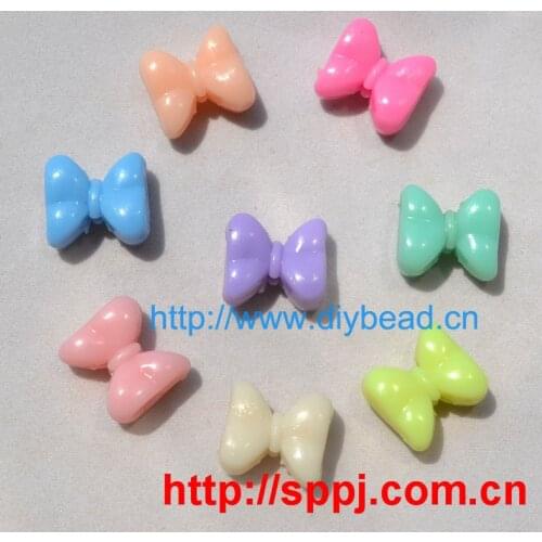 DIY fashion jewelry Accessory,New Design Spring Color Acrylic Beads,Cartoon Bow,Mix Color,Childrens handcraft