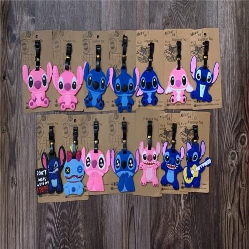 Disney Stitch Anime Action Toy Figures Cartoon Products Accessories Luggage Tag Suitcase Unisex Gifts