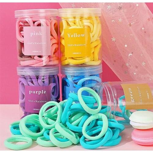 Candy Colors BB Elastic Hair Bands Cute Canned Ponytail Hold Scrunchies Solid For Girls Gift Cute Rubber Band Hair Ropes