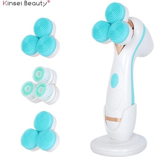Electric Facial Cleansing Brush 3 in 1 Silicone Face Brush Deep Cleansing Washing Brush Facial Massager Face Cleaner Machine