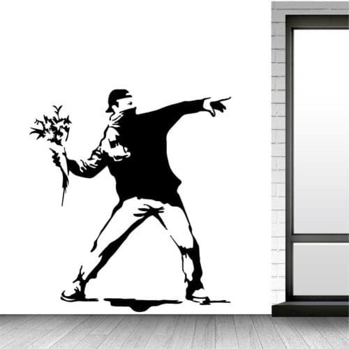 Art Wall Stickers Rage Flower Thrower Removable Vinyl Wall Decals Home Decoration For Living Room Bedroom Headboard Z003