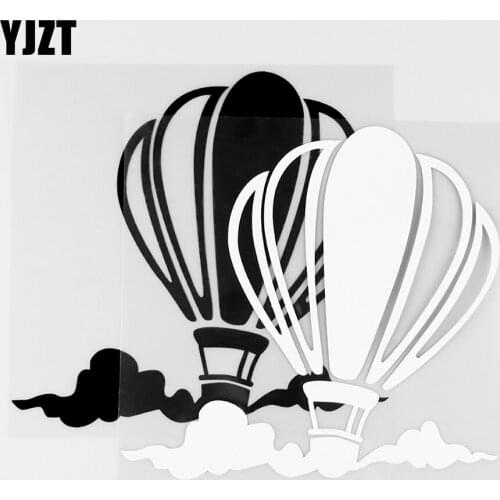 YJZT 15.4X14.6CM Personalized Hot Air Balloon And Clouds Scene Vinyl Car Sticker Decals Black / Silver 10A-0094