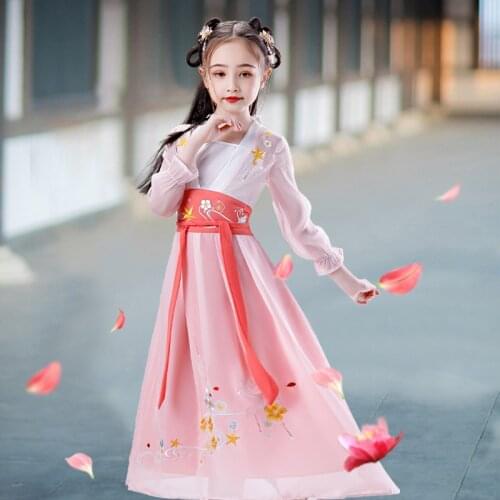 Chinese Traditional Hanfu Dress Women Ancient Tang Dynasty Fairy Princess Costume Tang Suit Folk Dance Stage Performance girl