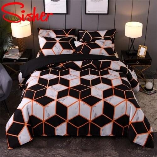 Geometric Printed Bedding Set Black Duvet Cover King Size Single Double Queen Bed Linen Sets Nordic BedClothes (No Bed Sheet)