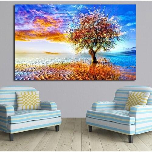 Square Round Drill Diamond Embroidery Abstract Colorful Earth Tree Diamond Painting Mosaic Cross Stitch Needlework Decor L507