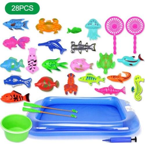 Best Selling Children Boys And Girls Fishing Toy Set Set Magnetic Playing Water Baby Toy Fish Square Kid Gift