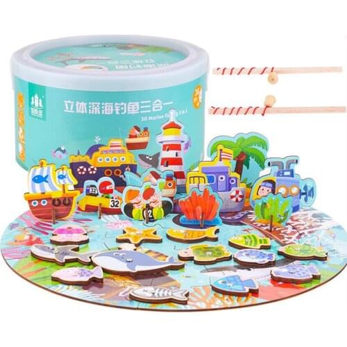 2018 New 55pcs/lot Magnetic Fishing Toys Set Game Kids Educational Toy Outdoor Fun Child Puzzle Toys With Gifts Box X-101