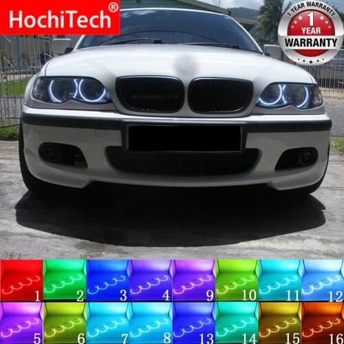 Headlight Multi-color LED Angel Eyes Halo Ring Eye DRL RF Remote Control for BMW 3 Series E46 Sedan Facelift 2001-05 Accessories