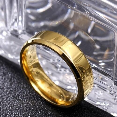 MOREDEAR 6mm Bright Polish Gold Color Titanium Ring For Men amd Women