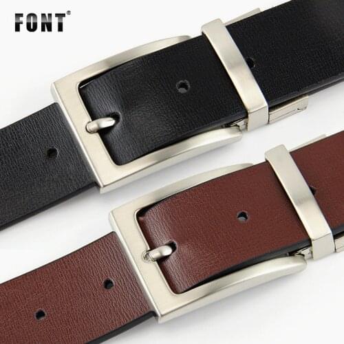 Men Reversible Buckle Belts Mens Leather Handmade Belt Hot Fashion Cowhide Leather Men Belt Black Dark Brown Color