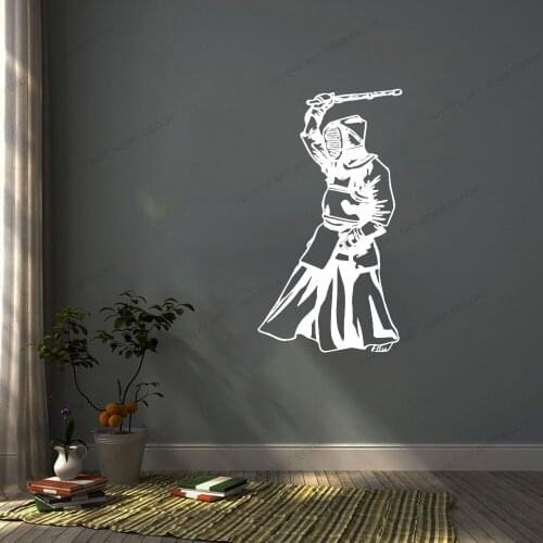 Boy Play Fencing Sport fight sword Wall Sticker Attack Defence Extreme Sport Decal Stadium GYM Fitness Shop Window Murals CX822