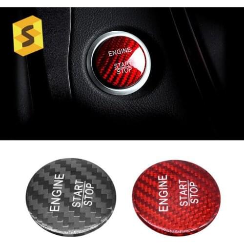 For Mercedes Benz C-Class GLC Real Genuine Carbon Fiber Car Engine Start Stop Switch Button Trim Cover Stickers Decals Stying