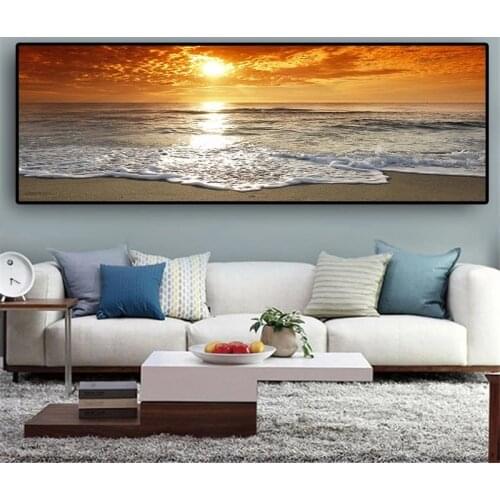 Natural Sunsets Sea Beach Landscape Posters and Prints Canvas Painting Scandinavian Wall Art Picture for Living Room Cuadros