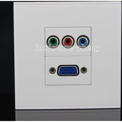 Wall Face Plate RCA RGB Jack + VGA Media Socket Assorted Panel Faceplate HD TV
