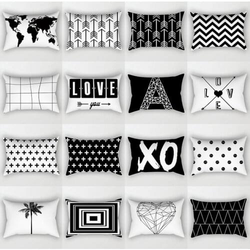 1pcs Nordic Black and White Geometric Peach Skin Pillowcase Home Decorative Pillowcase For Bed Sofa Car Home Single Pillowcase