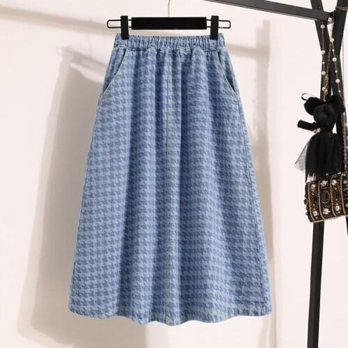 New Fashion Spring Autumn Women Demin Skirt Ladies High Waist All-match Midi A Line Skirts Female Clothing M-3XL