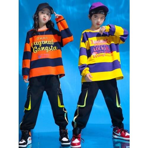 New Jazz Loose Costumes Kids Drum Set Hip Hop Rave Outfit Street Dance Practice Performance Clothing Child Sport Clothes AYY068
