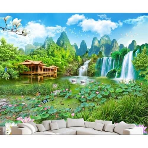 Beibehang Large - scale custom wallpaper huge landscape fairyland 3D landscape painting TV wall decoration painting