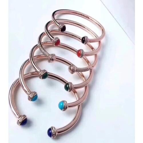 S925 sterling silver women 2 ball ratate bangle bracelet rose gold cz spin ball bangles famous brand jewelry 5 colors