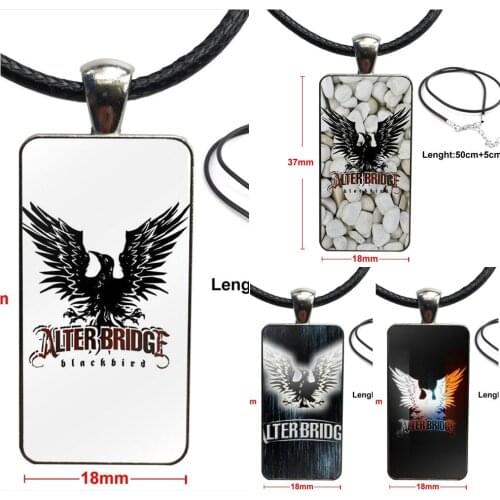 Glass Cabochon Choker Pendant Rectangle Necklace Steel Color Jewelry For Lovers Best Friendship Fashion Alter Bridge Crows