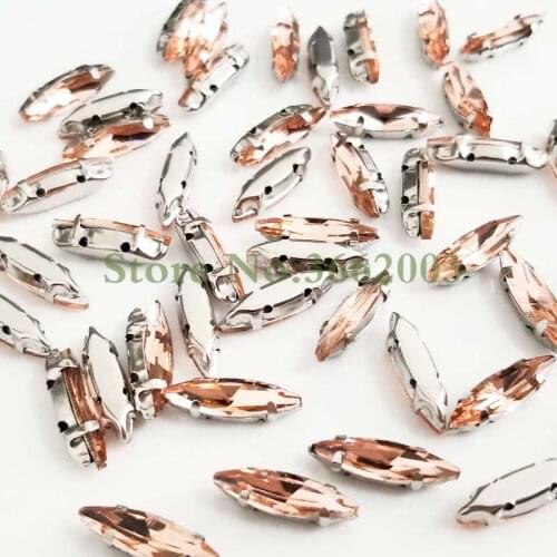 4x15mm 50pcs/pack Water red Horse eye shape Glass Crystal sew on claw rhinestones with holes,Diy Clothing accessories SWM41508