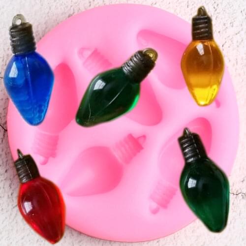 Light Bulbs Silicone Molds Christmas Cupcake Topper Fondant Mold DIY Party Cake Decorating Tools Candy Chocolate Gumpaste Moulds