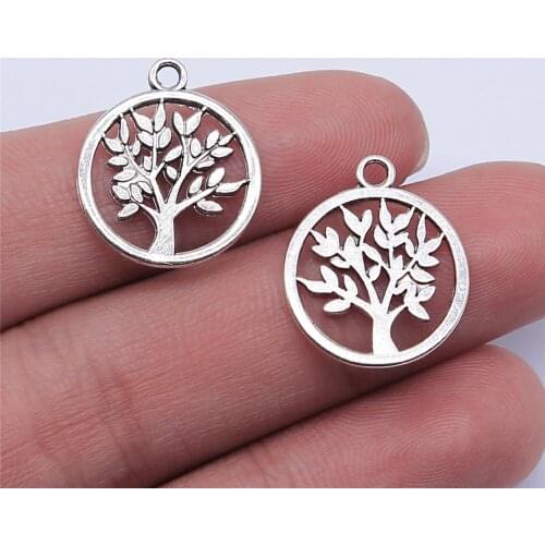 Tristana 40pcs 17x17mm Antique Silver Color Tree Of Life Charms Pendant For Jewelry Making DIY Jewelry Findings
