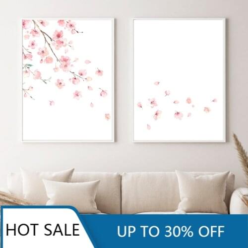Cherry Blossoms Wall Art Canvas Painting Posters Prints Japan Spring Flower Sakura Minimalist Home Decoration Pictures