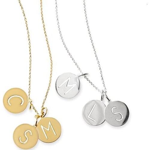 Somsoar Jewelry Silvering Stainless Steel Initial Disc 3pcs Letter Necklace & DIY Heart Necklace as Double Layer necklace