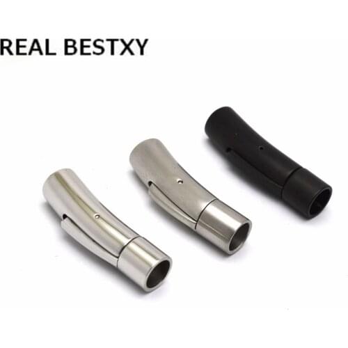 Custom Logo 5PCS steel color stainless Steel Plain Lock Clasp For Leather Bracelets DIY Jewelry Findings clasp hooks connector