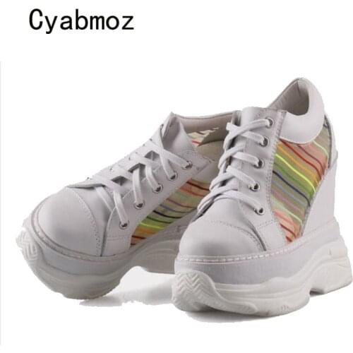 Cyabmoz Women height increasing Shoes Hidden High heels Breathable Summer Sneakers Woman Pumps Party Ladies Shoes Zapatos mujer
