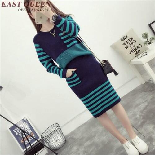 Knitted suit female 2 piece outfits for women winter warm ladies elegant two piece sets knitted suits for women 2018 AA1450