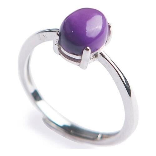 Genuine Natural Sugilite Gems Purple Crystal Bead Adjustable Size Lady Anniversary Ring 7*6mm