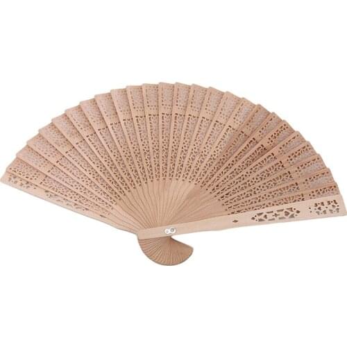 1PC Chinese Traditional Hollow Fan Wooden Hand Made Exquisite Folding Wedding Gift Hot Sale High Quality 2019 New Patterns