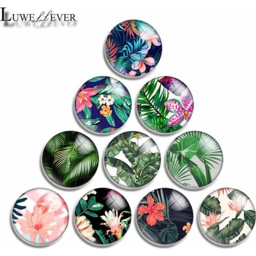 12mm 10mm 16mm 20mm 25mm 30mm 540 Green Plant Mix Round Glass Cabochon Jewelry Finding 18mm Snap Button Charm Bracelet