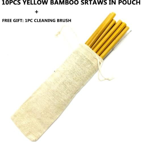 10pcs Natural Bamboo Straw Set Biodegradable Drinking Straws Reusable Bar Bamboo Straws Travelling Straw Cutlery Cane Straws