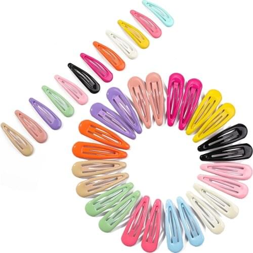 10Pcs Cute 5CM Hair Clips Pins Metal Snap Hair Accessories for Girls BB Hairpins Mix Colors Headwear for Kids Hairgrips Styling
