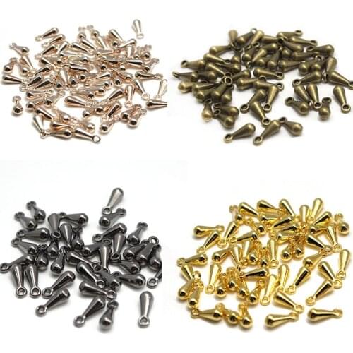 100-200pcs Copper Metal Water Drop End Beads For DIY Extender Tail Chain Pendant Jewelry Making Findings Necklace Accessories