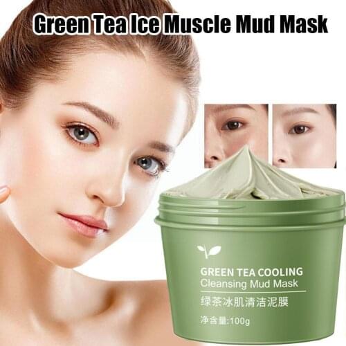 100g Deep Cleansing Tightening Pore Moisturizing Mud Tea Muscle Mask Green Mask Cleansing Ice P2U1