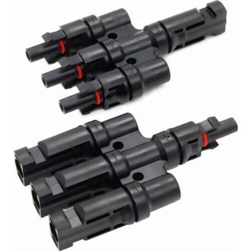 Blusunsolar 2 Pairs 3 In 1 Splitter T Branch Solar Parallel Solar Cable Cooper For Power System