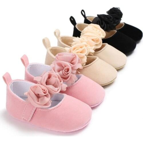 2020 Baby Girl Shoes Toddler Girl Shoes Crib Moccasins Floral Infant Soft Sole Leather Baby Shoes Anti-slip Flock Sneakers