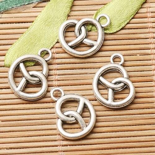 30pcs dark silver tone pretzel design charms EF2633