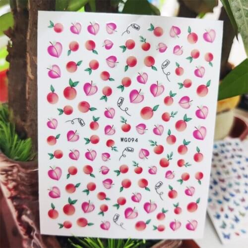 3D Stickers for Nails Pink Peach Sweet Fruit Summer Design Nails Art Decoration Manicure Stickers Sliders Nail Foil Accessories