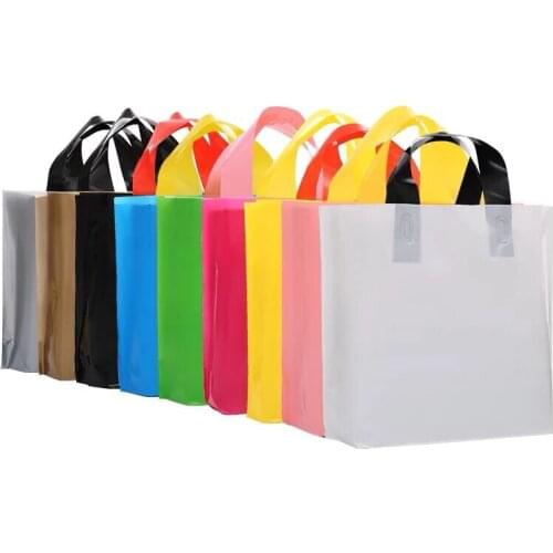 4 sizes 50pcs Large Gift Packaging Bag,Boutique Cloth packing plastic gift bag with handle White blue purple shopping bag